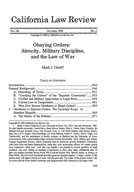 Obeying Orders: Atrocity, Military Discipline, and the Law of War