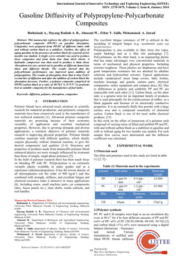 Gasoline Diffusivity of Polypropylene-Polycarbonate Composites