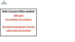 Best Current Affairs 2Nd April