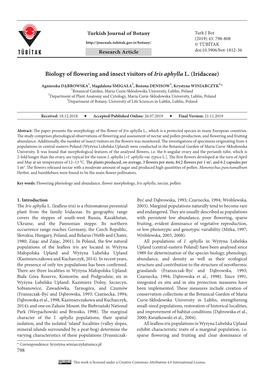 Biology of Flowering and Insect Visitors of Iris Aphylla L