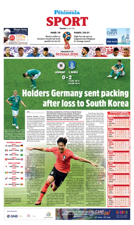 Holders Germany Sent Packing After Loss to South Korea