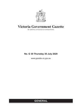 Victoria Government Gazette by Authority of Victorian Government Printer