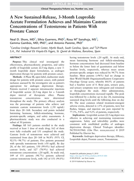 A New Sustained-Release, 3-Month Leuprolide Acetate Formulation Achieves and Maintains Castrate Concentrations of Testosterone in Patients with Prostate Cancer