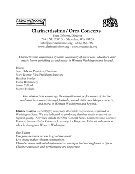 Clarinettissimo/Orca Concerts