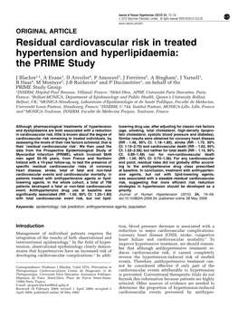 Residual Cardiovascular Risk in Treated Hypertension and Hyperlipidaemia: the PRIME Study
