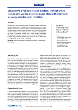 Brentuximab Vedotin Related Bilateral Purtscher-Like Retinopathy Unresponsive to Pulse Steroid Therapy and Intravitreal Aflibercept Injection