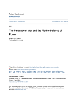 The Paraguayan War and the Platine Balance of Power