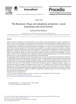 The Romanian Village and Radiophonic Production - Social Dramaturgy and Social Memory