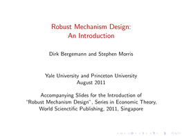 Robust Mechanism Design: an Introduction