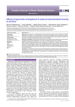 Effects of Quercetin on Bisphenol A-Induced Mitochondrial Toxicity In