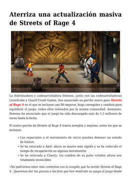 Aterriza Una Actualización Masiva De Streets of Rage 4