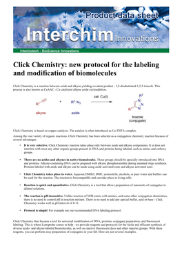 Click Chemistry: New Protocol for the Labeling and Modification of Biomolecules