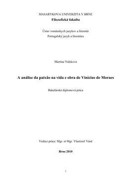 A Análise Da Paixão Na Vida E Obra De Vinicius De Moraes