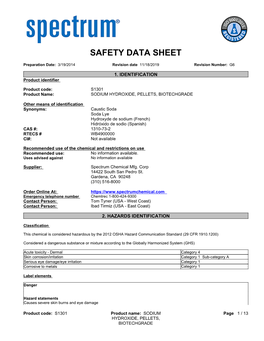 SDS Contains All of the Information Required by the HPR