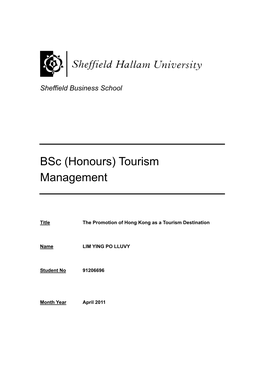 Bsc (Honours) Tourism Management