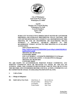 City of Wilmington 1165 South Water Street Wilmington, IL 60481