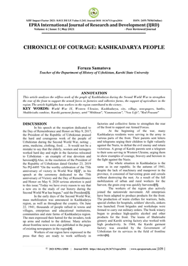 Chronicle of Courage: Kashkadarya People