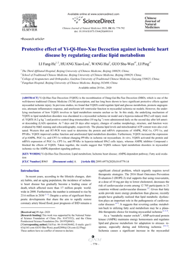 Protective Effect of Yi-Qi-Huo-Xue Decoction Against Ischemic Heart Disease by Regulating Cardiac Lipid Metabolism