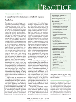 A Case of Intermittent Ataxia Associated with Migraine Headaches Teaching Case Report