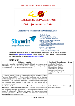 WALLONIE ESPACE INFOS N 44 Mai-Juin 2009