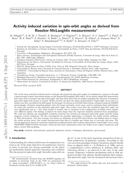 Activity Induced Variation in Spin-Orbit Angles As Derived from Rossiter-Mclaughlin Measurements? M