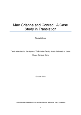 Mac Grianna and Conrad: a Case Study in Translation