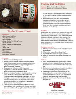 Boston Brown Bread Lesson: History of Boston Brown Bread