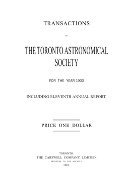 The Toronto Astronomical Society
