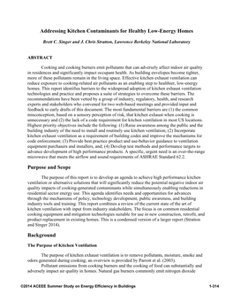 Addressing Kitchen Contaminants for Healthy Low-Energy Homes