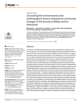 Unraveling the Environmental and Anthropogenic Drivers of Bacterial Community Changes in the Estuary of Bilbao and Its Tributaries