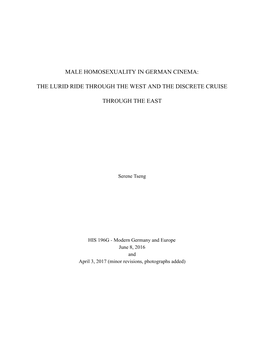 Male Homosexuality in German Cinema: the Lurid Ride Through The