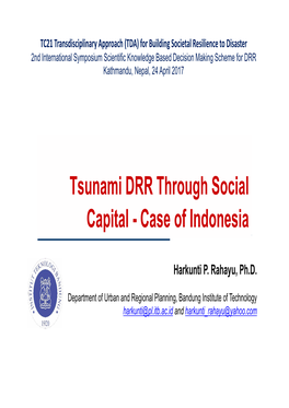 Tsunami DRR Through Social Capital - Case of Indonesia