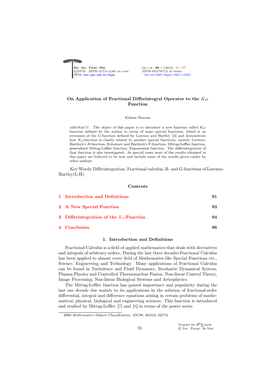 On Application of Fractional Differintegral Operator to the K4- Function