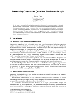 Formalizing Constructive Quantifier Elimination in Agda