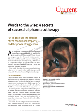 4 Secrets of Successful Pharmacotherapy