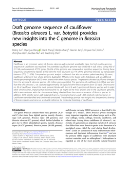 Draft Genome Sequence of Cauliflower (Brassica Oleracea L. Var. Botrytis)