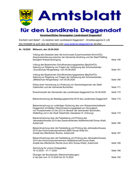 Amtsblatt Nr. 10 Vom 30.09.2020