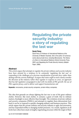 Regulating the Private Security Industry: a Story of Regulating the Last