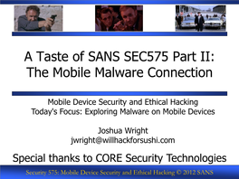 The Mobile Malware Connection