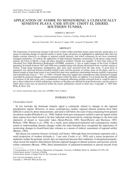 Application of Avhrr to Monitoring a Climatically Sensitive Playa