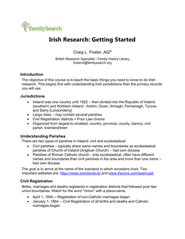 Irish Research: Getting Started