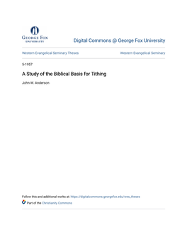 A Study of the Biblical Basis for Tithing