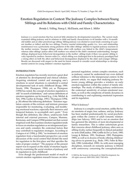 The Jealousy Complex Between Young Siblings and Its Relations with Child and Family Characteristics