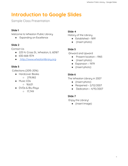 Introduction to Google Slides Sample Class Presentation