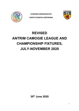 Antrim Camogie Revised Fixtures 2020