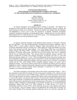 An Intuitive Phylogeny and Summary of Chromosome Number Variation in the Goldenrod Genus Solidago (Asteraceae: Astereae) Abstr