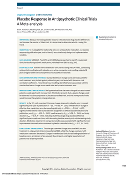 Placebo Response in Antipsychotic Clinical Trials a Meta-Analysis