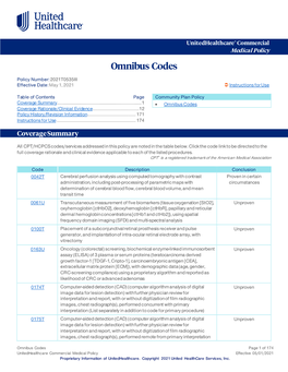 Omnibus Codes – Commercial Medical Policy