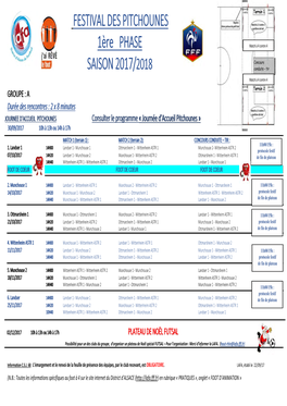 FESTIVAL DES PITCHOUNES 1Ère PHASE SAISON 2017/2018