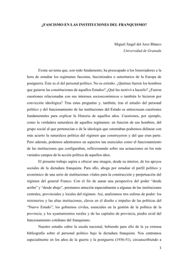 DEL ARCO Fascismo En Las Instituciones Del Franquismo